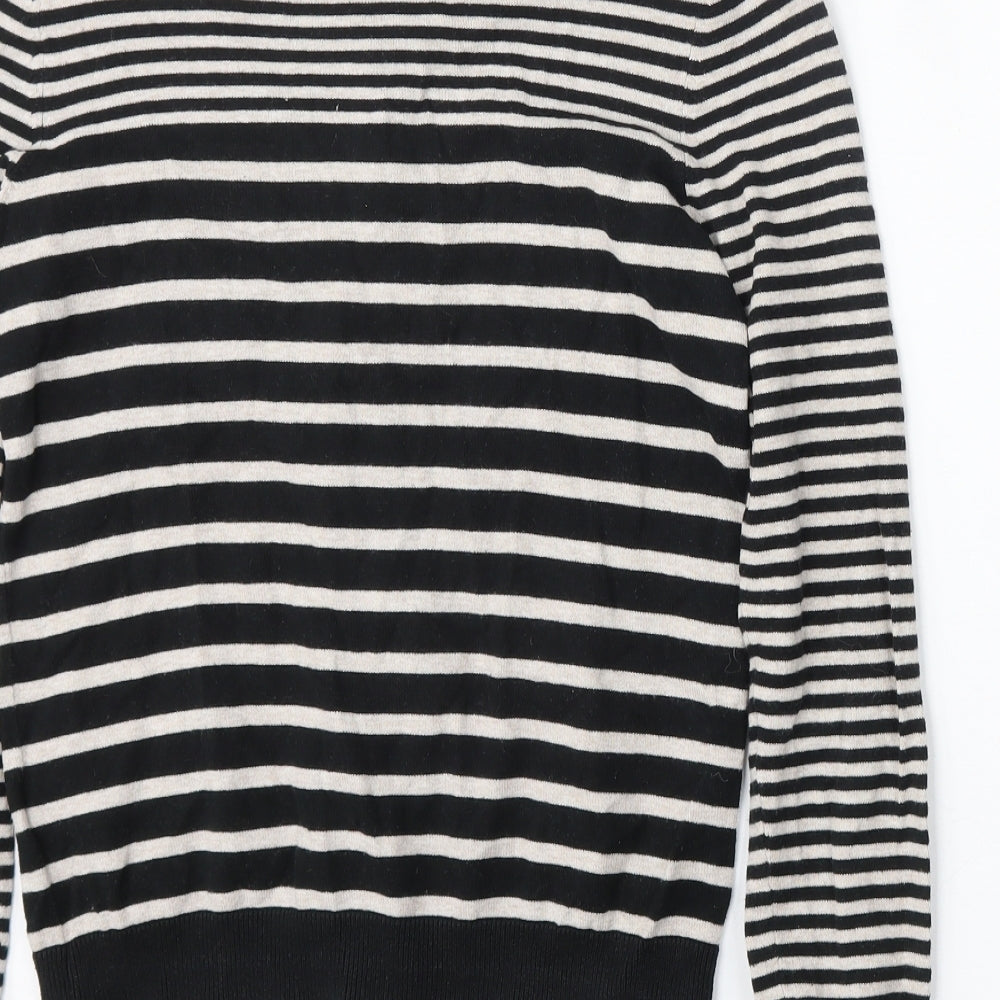 H&M Womens Multicoloured Round Neck Striped Cotton Cardigan Jumper Size XS