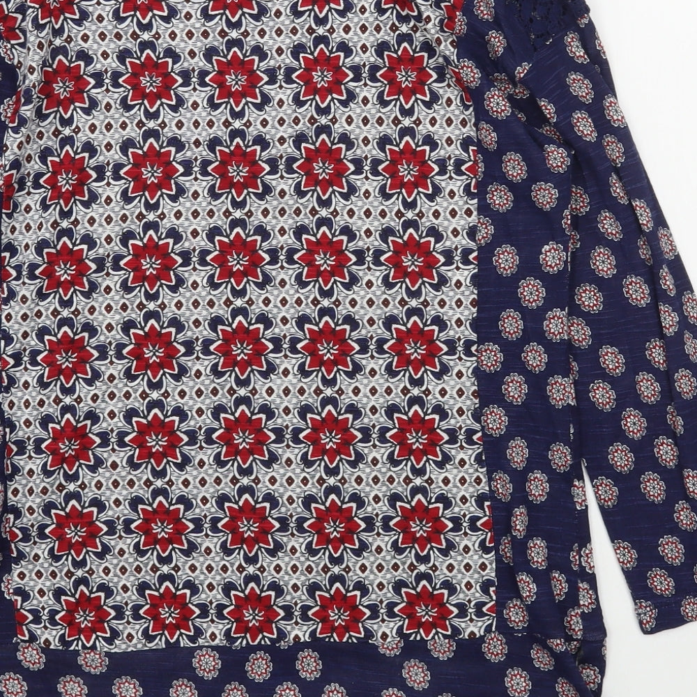 Marks & Spencer Womens Multicoloured Geometric Viscose Basic Blouse Size 10 Scoop Neck