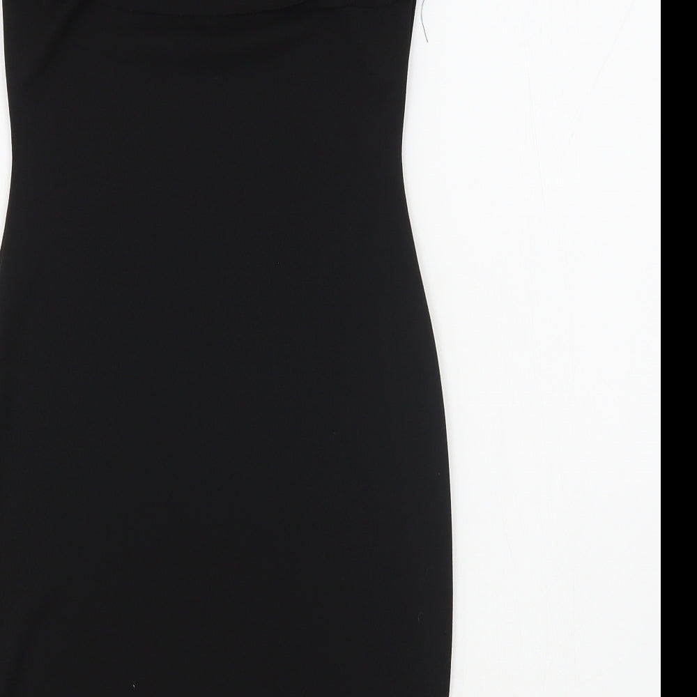 Preworn Womens Black Polyester Bodycon Size 8 Square Neck Pullover