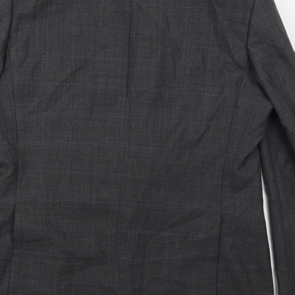 Marks & Spencer Mens Grey Check Wool Jacket Suit Jacket Size 42