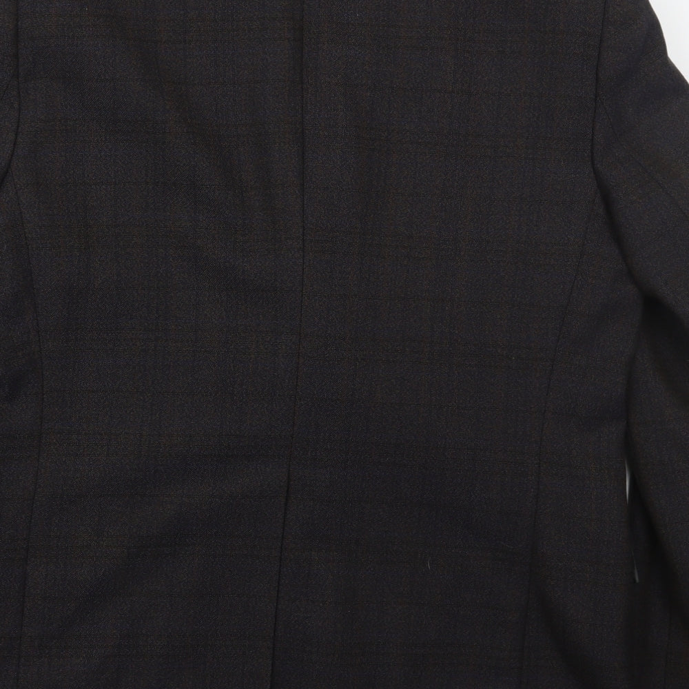 Trent Mens Grey Check Wool Jacket Suit Jacket Size 40