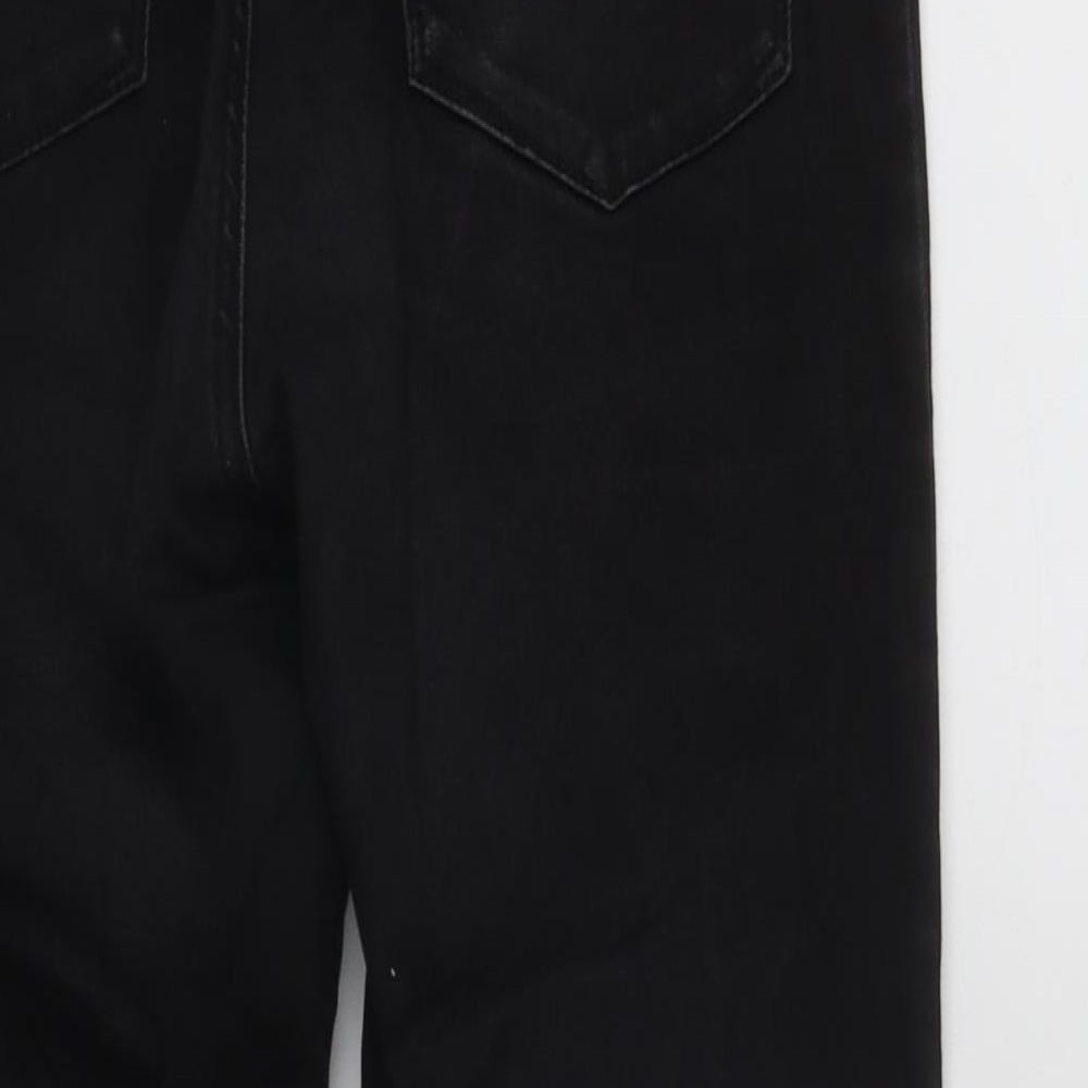 Denim & Co. Womens Black Cotton Straight Jeans Size 12 L22 in Regular Zip