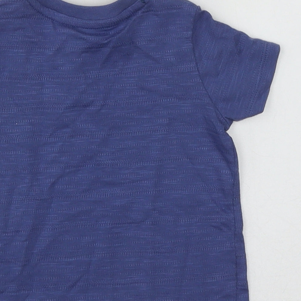 F&F Boys Blue Cotton Basic Casual Size 3-6 Months Round Neck Push Lock