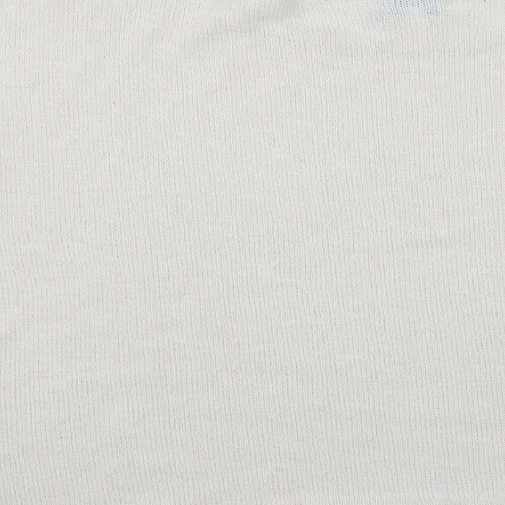 Blue Vanilla Womens White Scoop Neck Polyester Pullover Jumper Size S