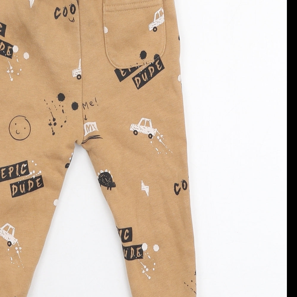 Goerge Boys Brown Cotton Jogger Trousers Size 12-18 Months Pullover
