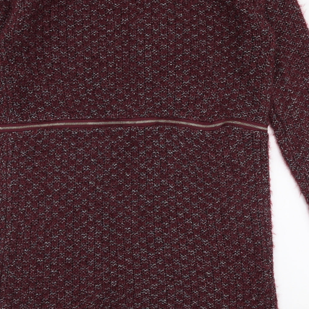 Ciao Milano Womens Red V-Neck Polyester Cardigan Jumper Size L
