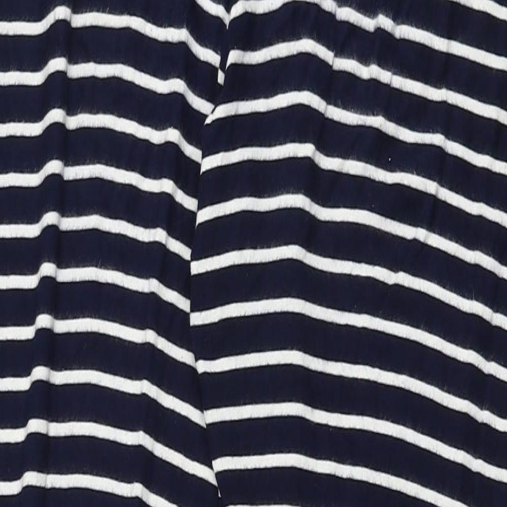 JoJo Maman Bébé Womens Blue Striped Viscose Jogger Trousers Size S L28 in Slim