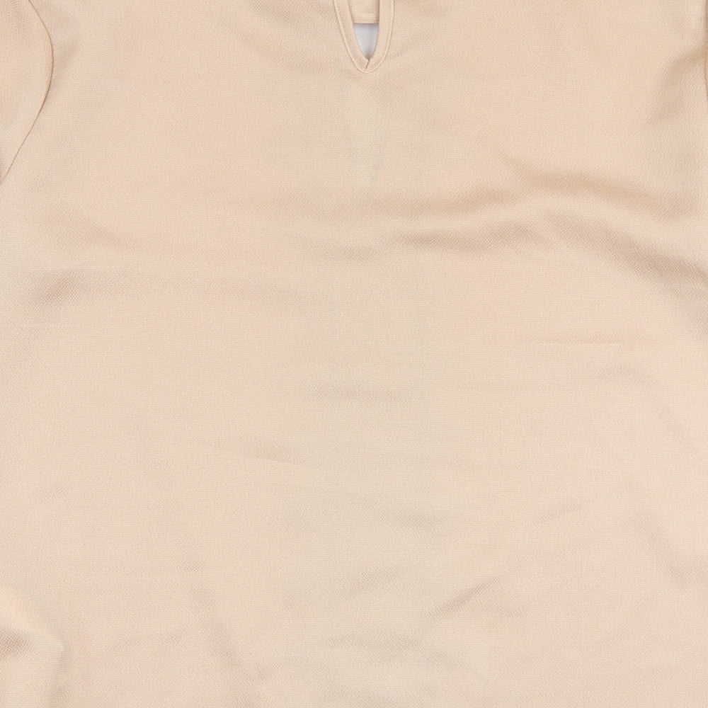 Primark Womens Beige Polyester Basic Blouse Size 6 High Neck