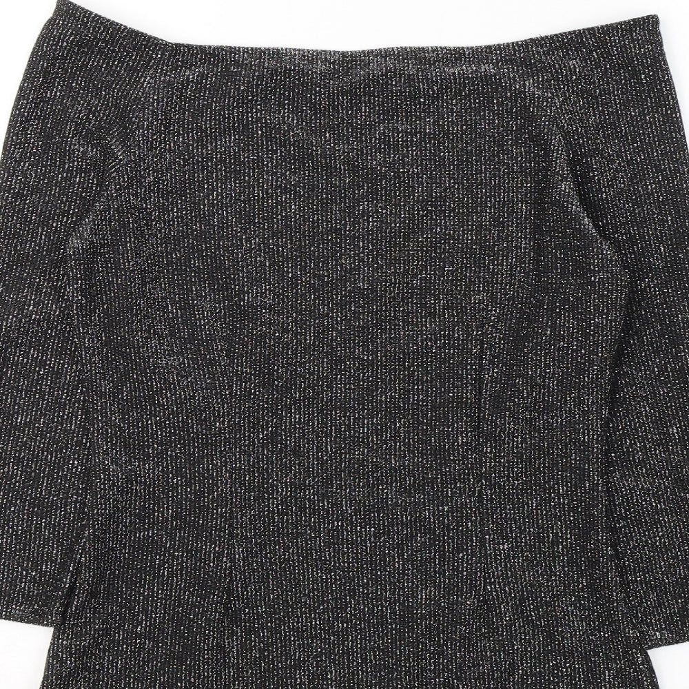 Marks & Spencer Womens Black Polyester Jersey Blouse Size 8 Boat Neck