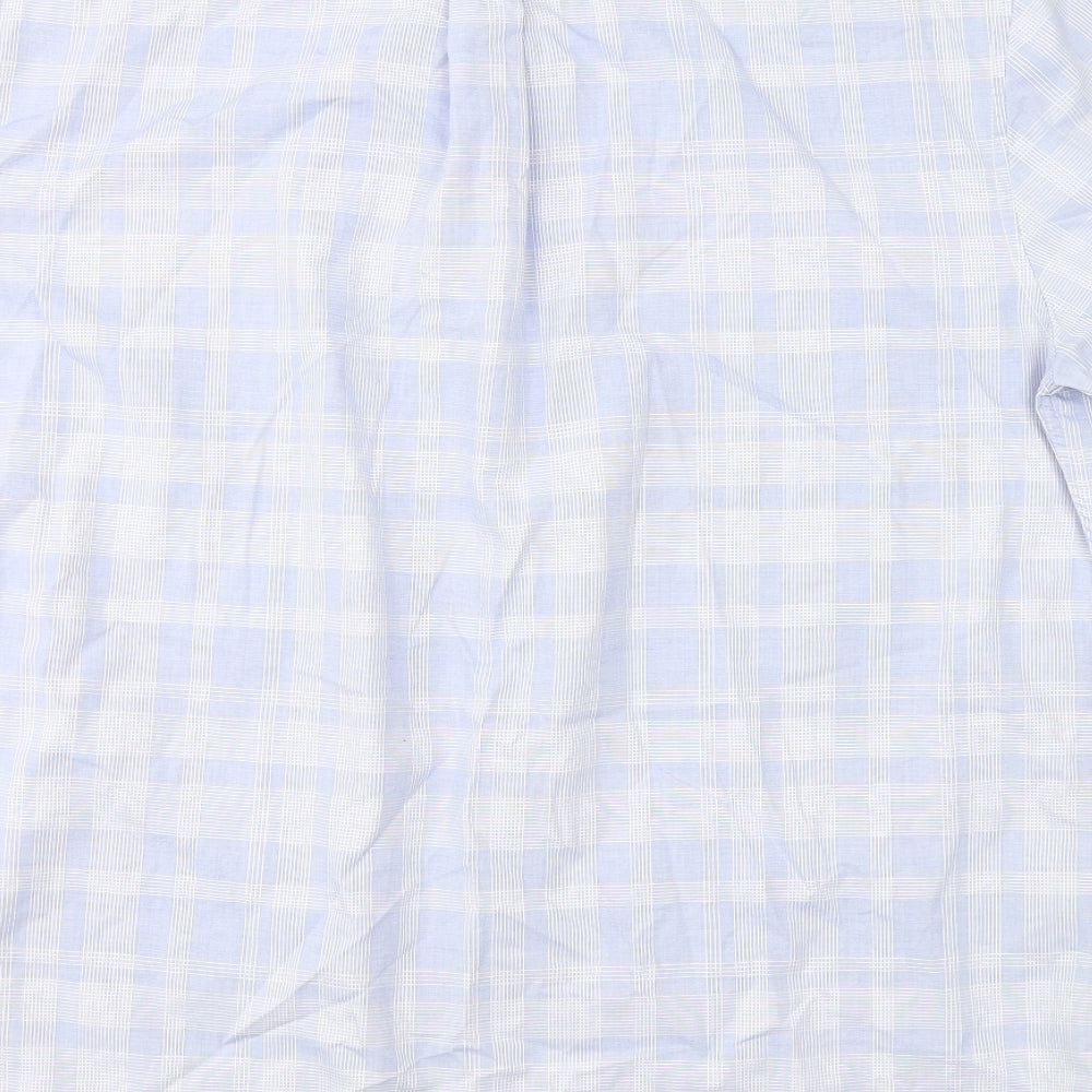 Blue Harbour Mens Blue Plaid Cotton Button-Up Size L Collared Button