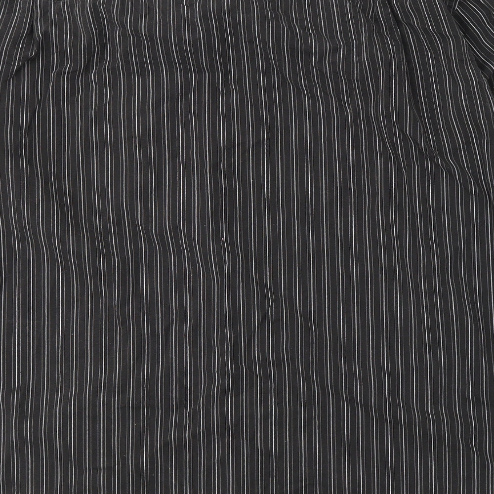 Dunnes Stores Mens Black Striped Cotton Button-Up Size 2XL Collared Button