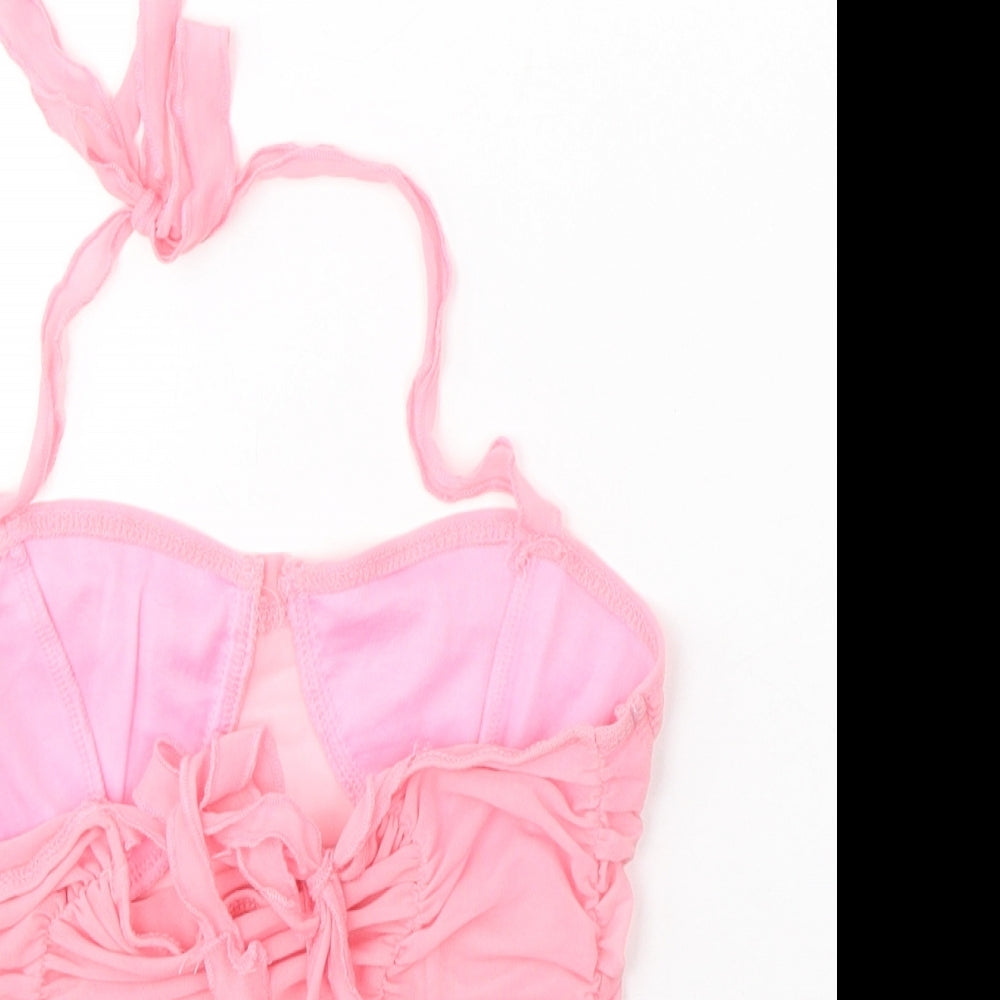 SheIn Womens Pink Polyester Cropped Blouse Size M Halter