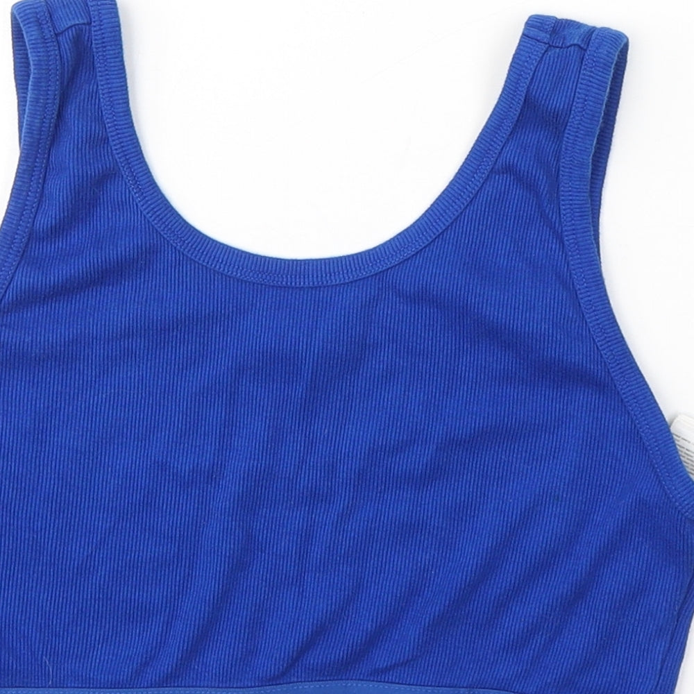 Topshop Womens Beige Cotton Cropped Tank Size 12 Round Neck
