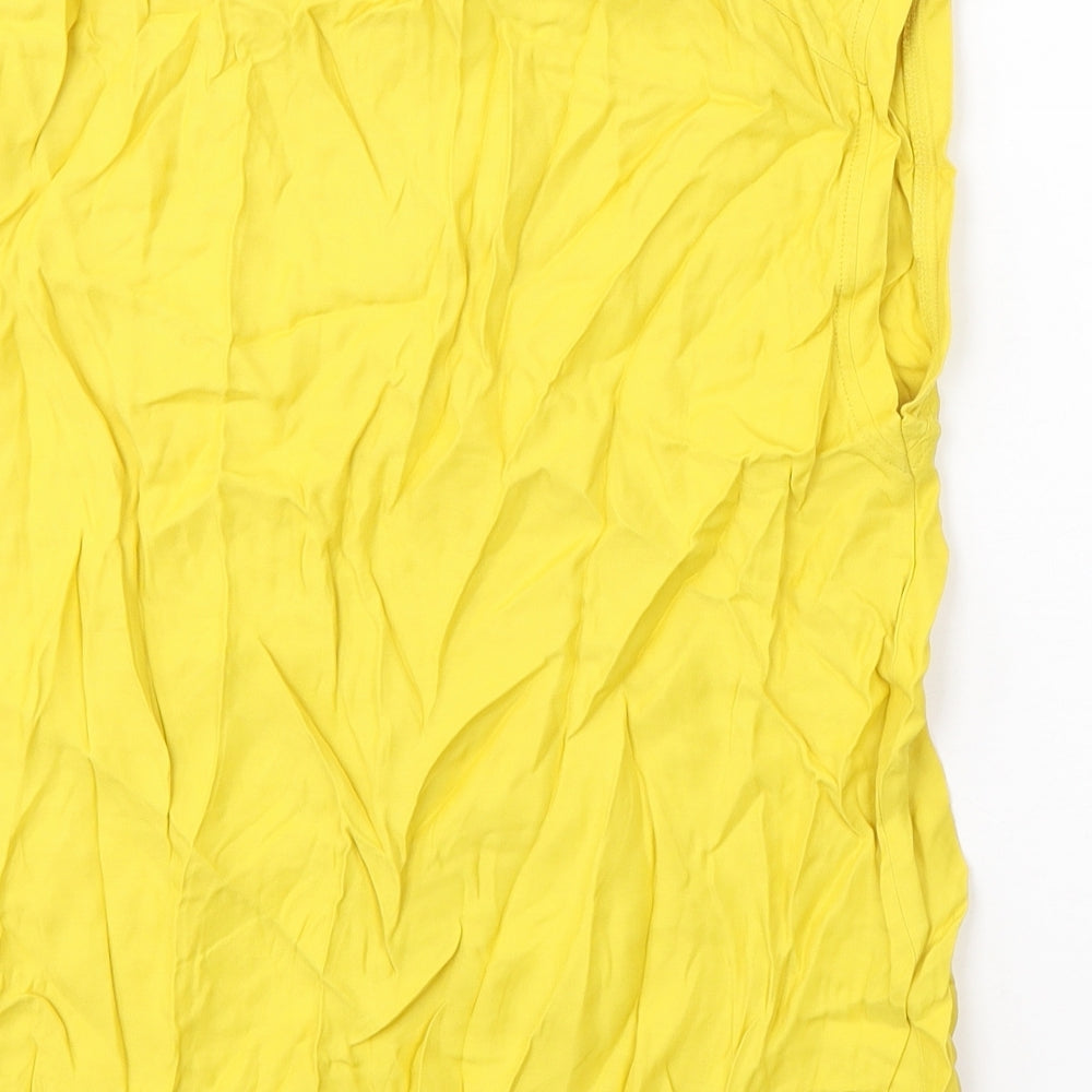 OPUS Womens Yellow Viscose Basic Tank Size 10 Round Neck