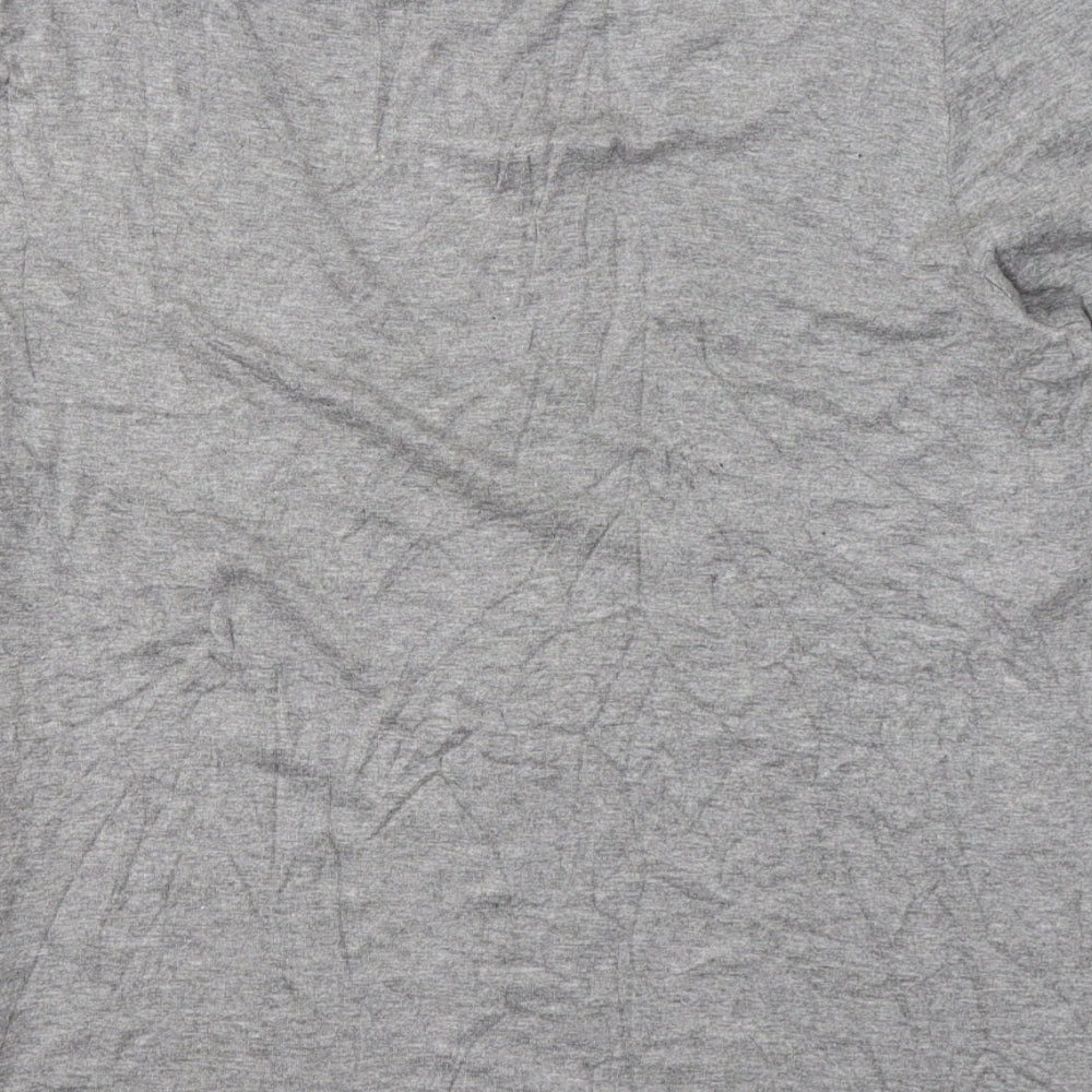 text. Womens Grey Viscose Jersey Blouse Size M Round Neck
