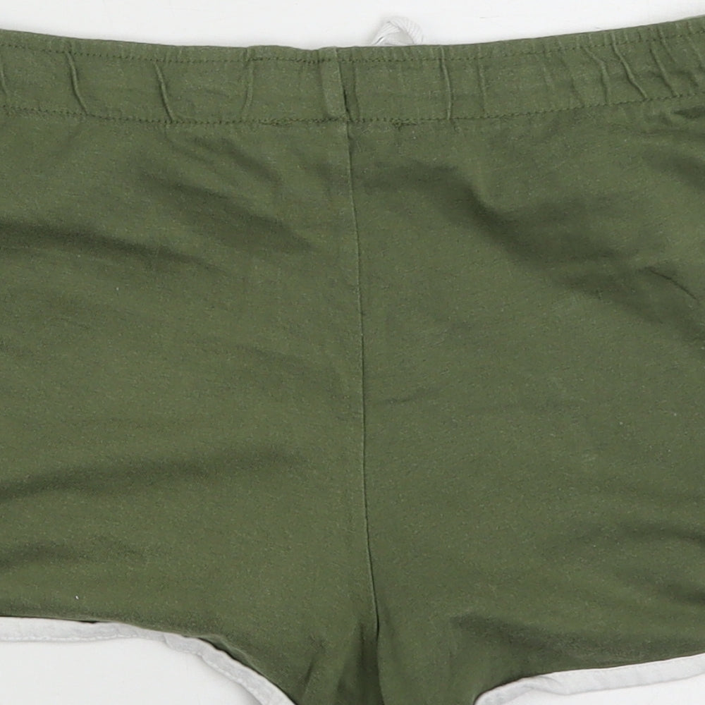 Primark Womens Green 100% Cotton Sweat Shorts Size 6 Regular Drawstring - Size 6/8