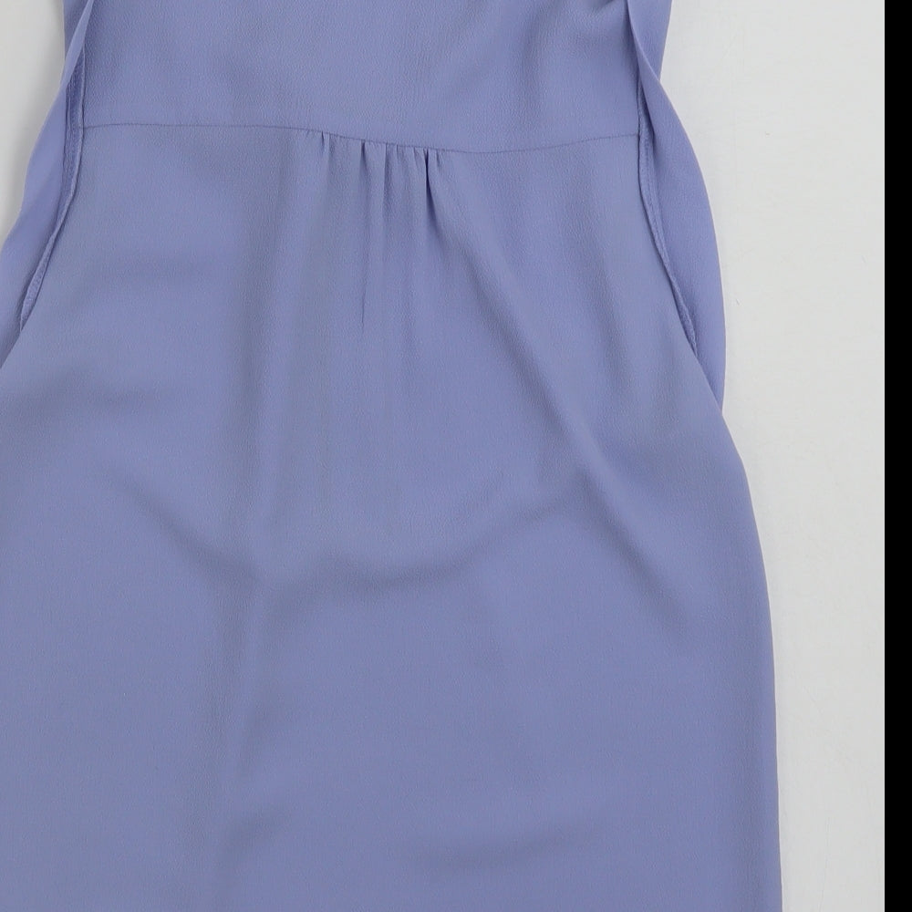 Dunnes Stores Womens Blue Polyester Basic Blouse Size 8 V-Neck