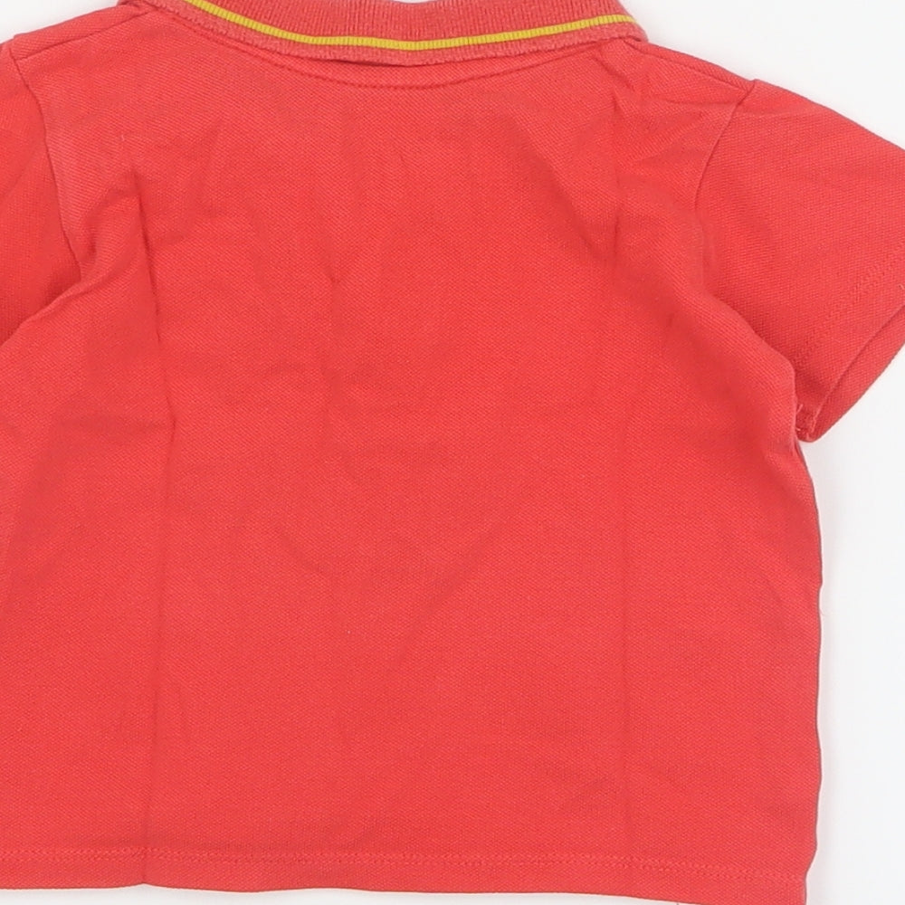Marks & Spencer Baby Red 100% Cotton Basic Polo Size 6-9 Months Collared Button