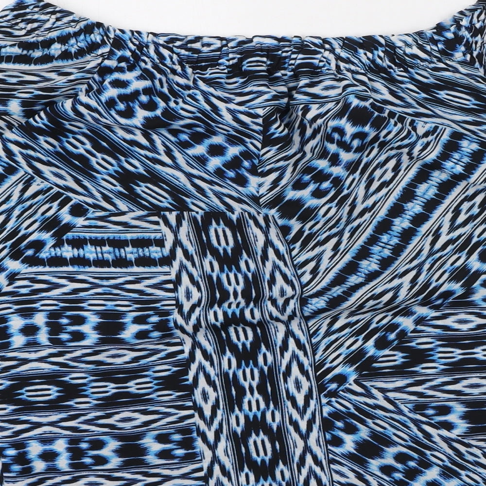 F&F Womens Blue Geometric Polyester Basic Blouse Size 6 Off the Shoulder