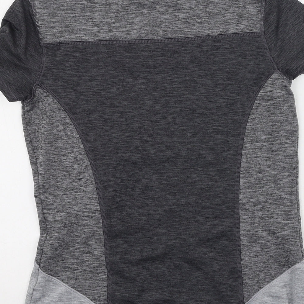 Soluxe Womens Grey Polyester Basic Casual Size S Round Neck