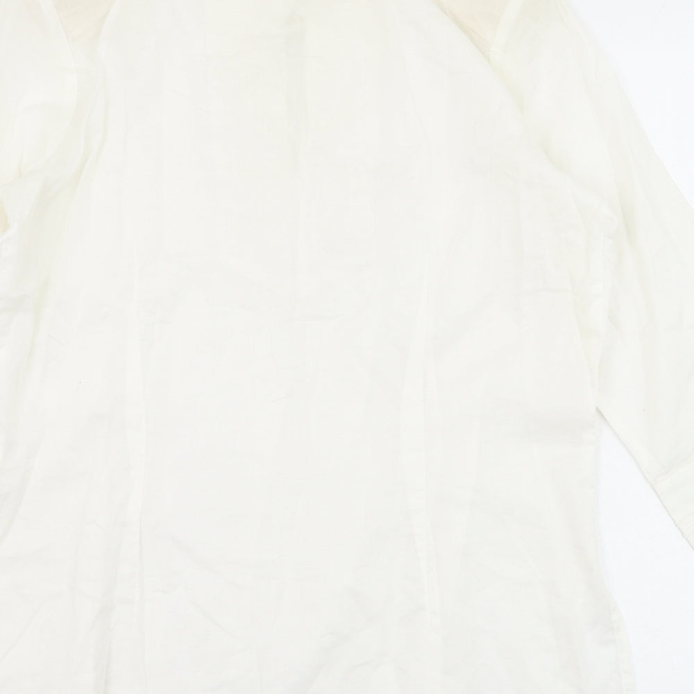 Gelco Womens Ivory Cotton Basic Blouse Size 10 V-Neck