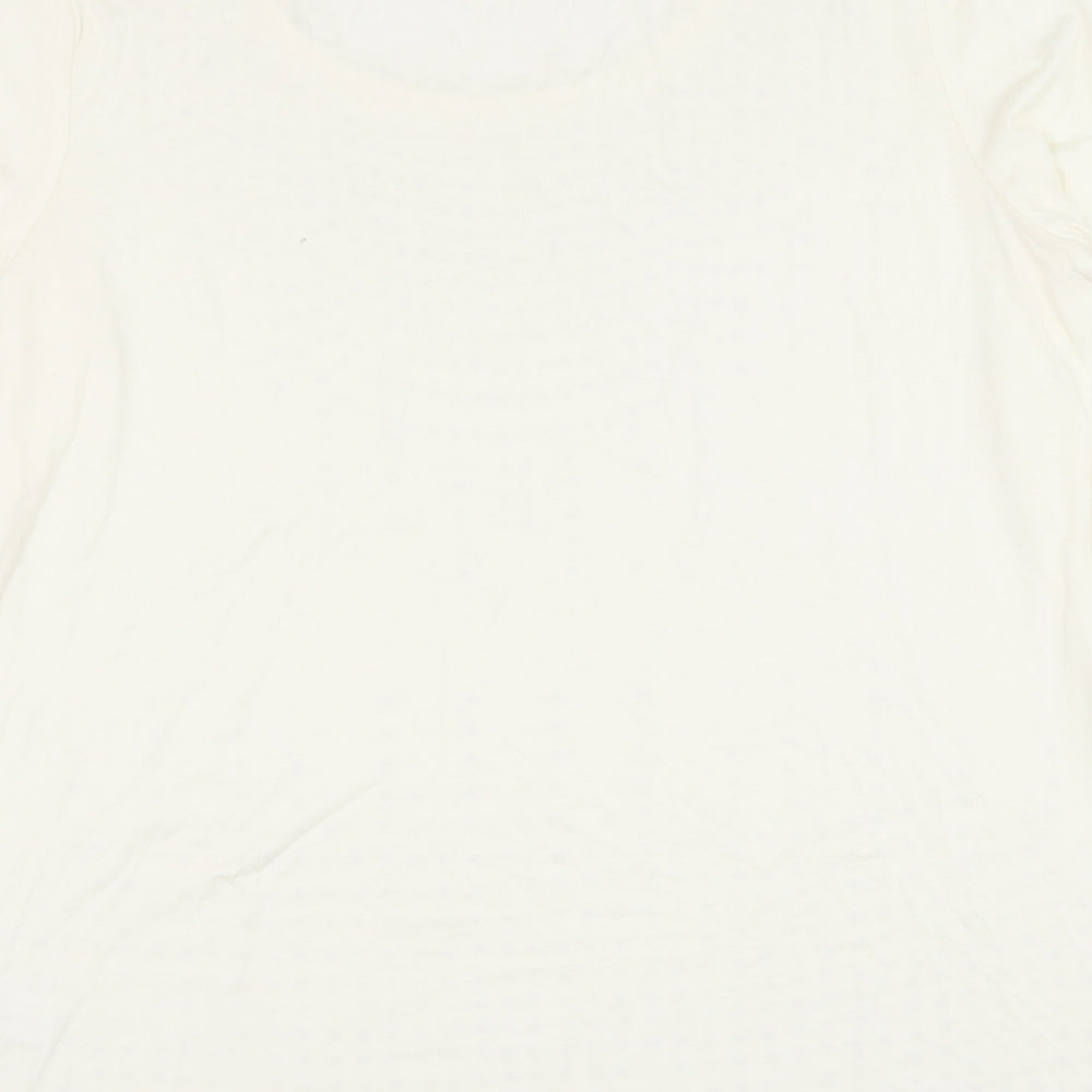Episode Womens Ivory Viscose Basic T-Shirt Size M Round Neck