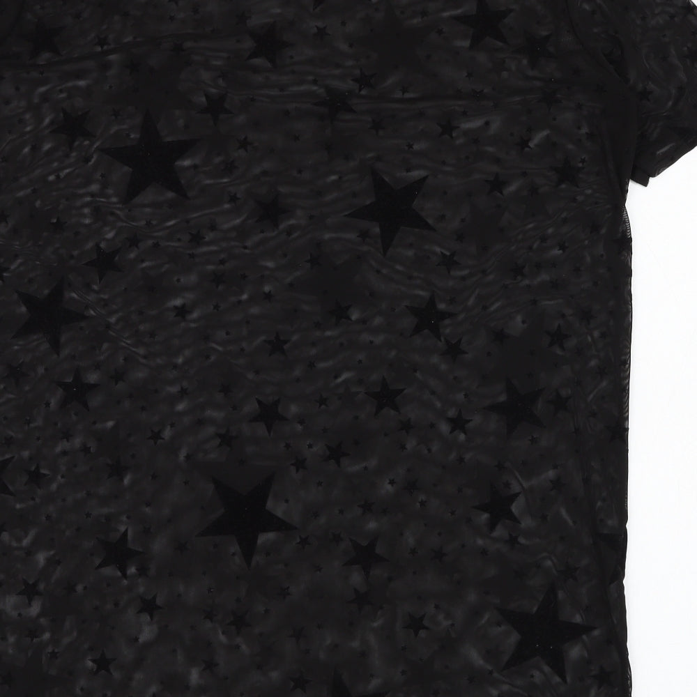 Nasty Gal Womens Black Polyester Basic T-Shirt Size 6 Round Neck - Star