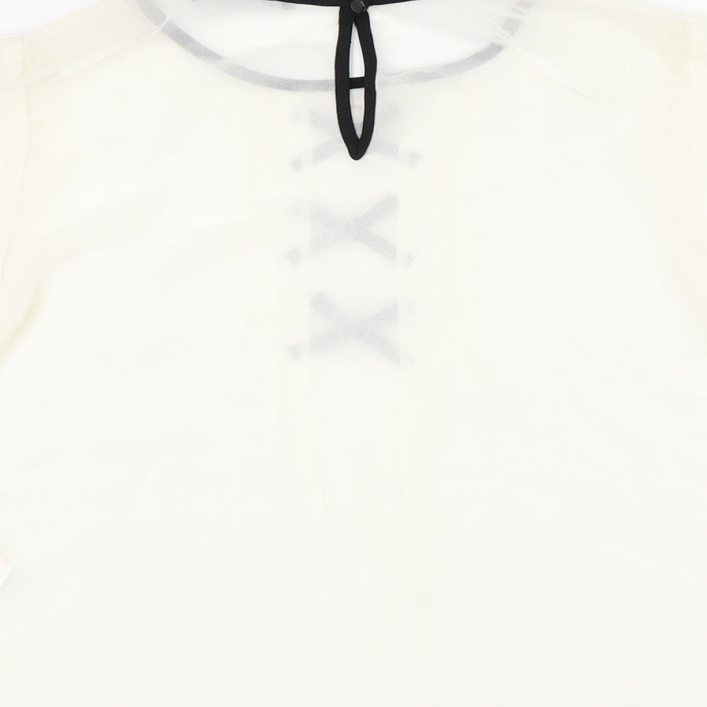 Atmosphere Womens Ivory Polyester Basic Blouse Size 16 Round Neck