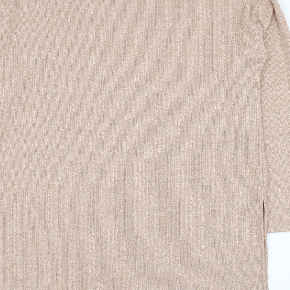 Dunnes Stores Womens Brown Mock Neck Polyester Pullover Jumper Size 12
