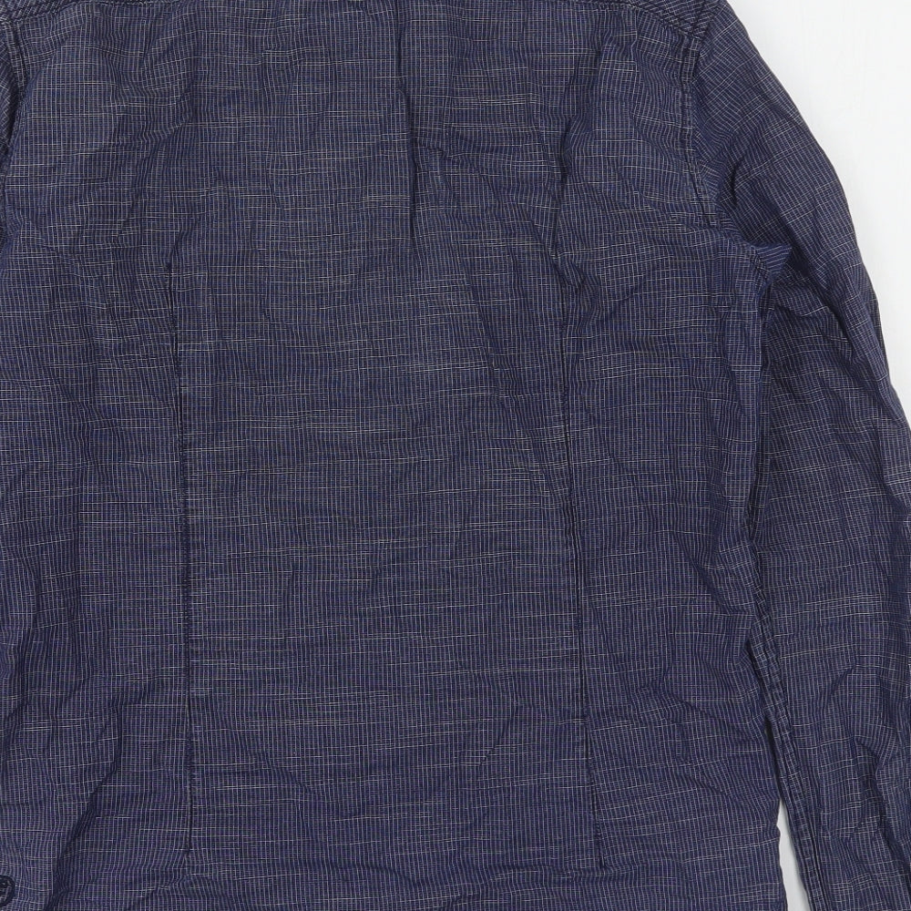 Tom Tailor Mens Blue Geometric Cotton Button-Up Size S Collared Button
