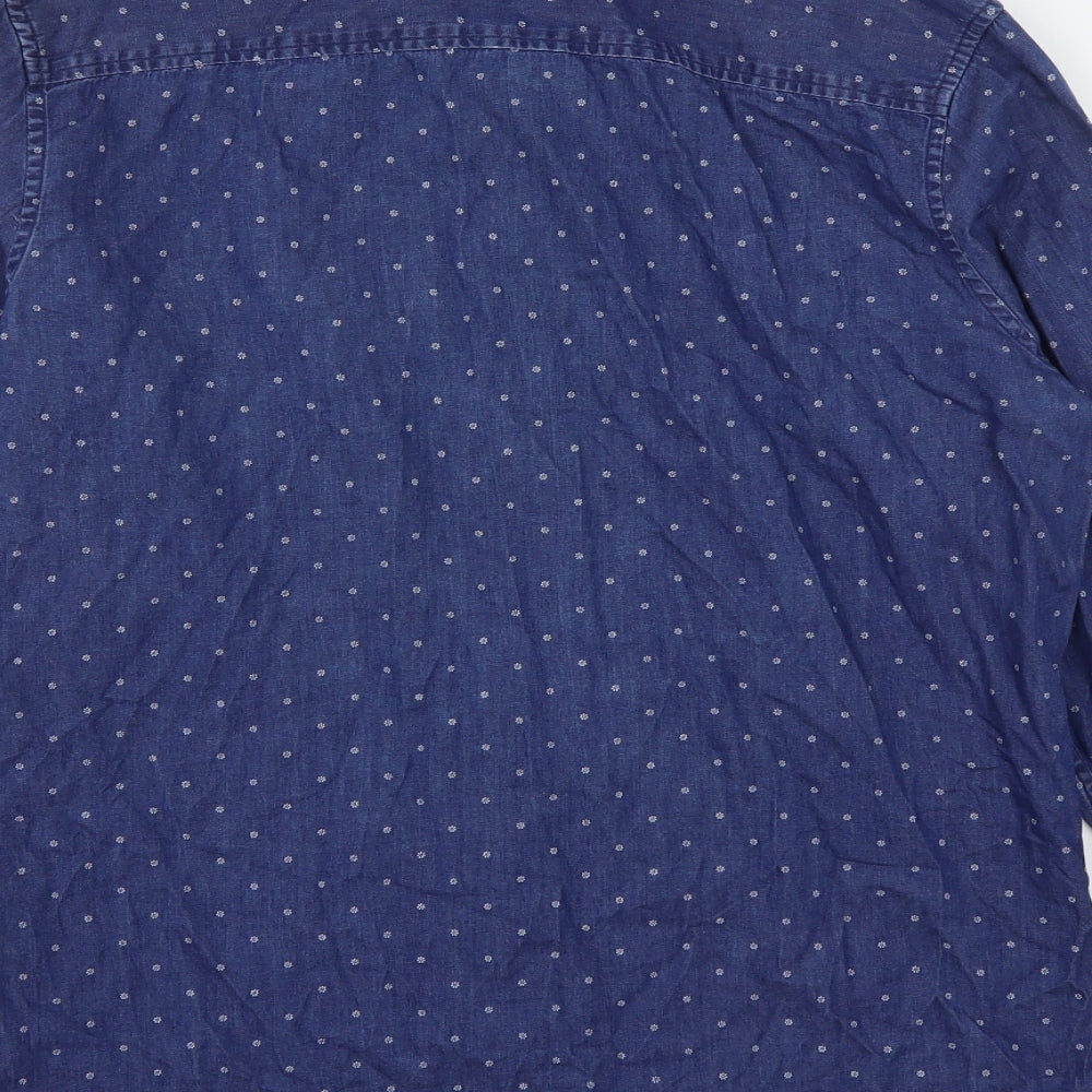 NEXT Mens Blue Floral Cotton Button-Up Size M Collared