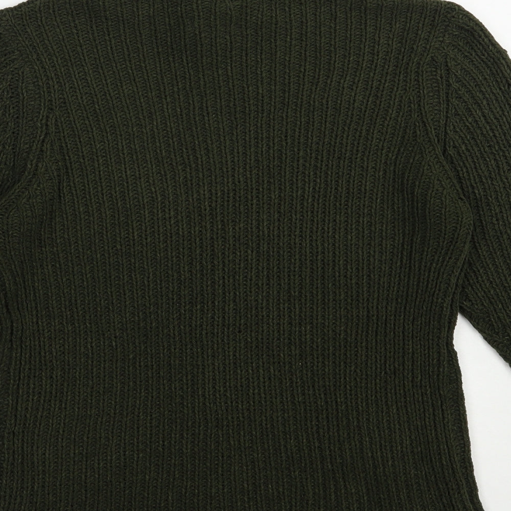 Brave Soul Womens Green Mock Neck Polyester Pullover Jumper Size L