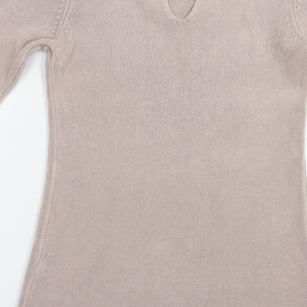 Dorothy Perkins Womens Pink Boat Neck Acrylic Tunic Jumper Size 10