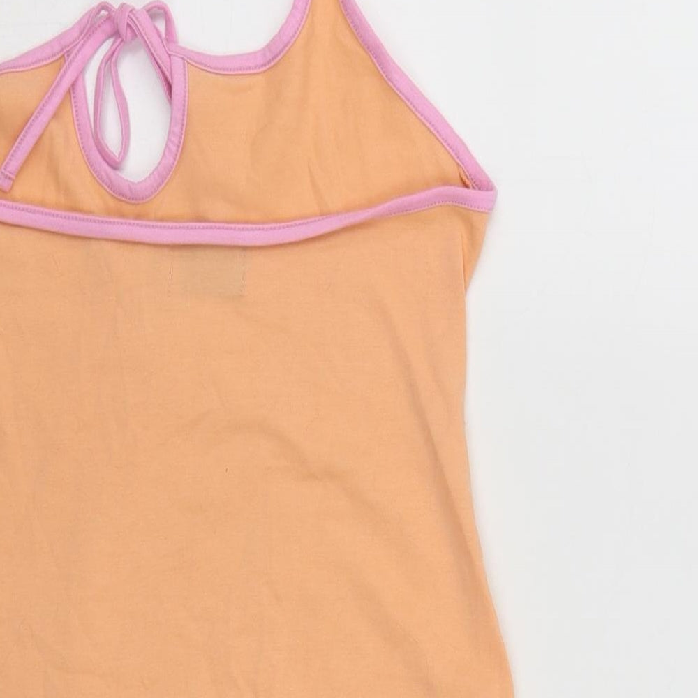 ASOS Womens Orange Cotton Bodycon Size 10 Round Neck Tie