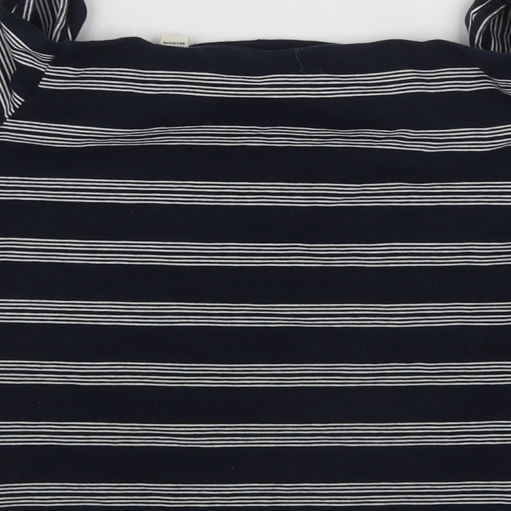 Jack Wills Womens Blue Striped Cotton Basic Blouse Size 10 Scoop Neck
