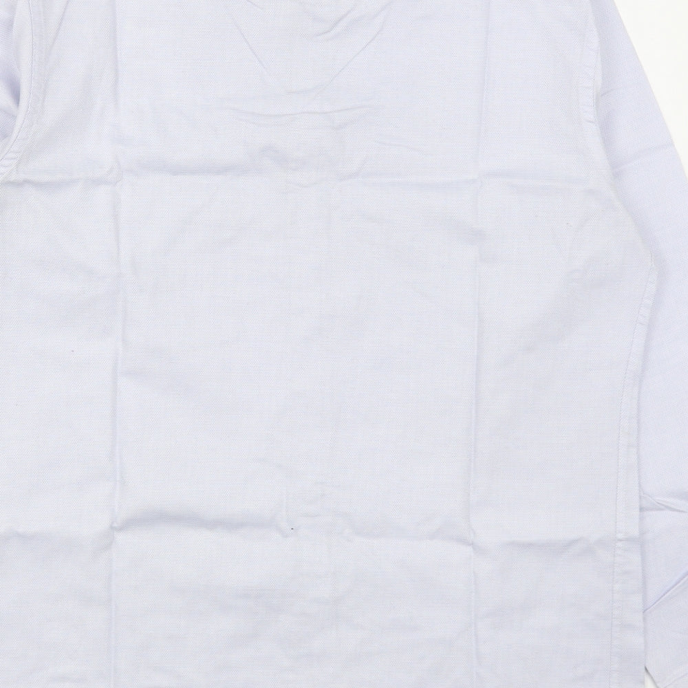 Eterna Mens Blue Cotton Dress Shirt Size 15.5 Collared Button