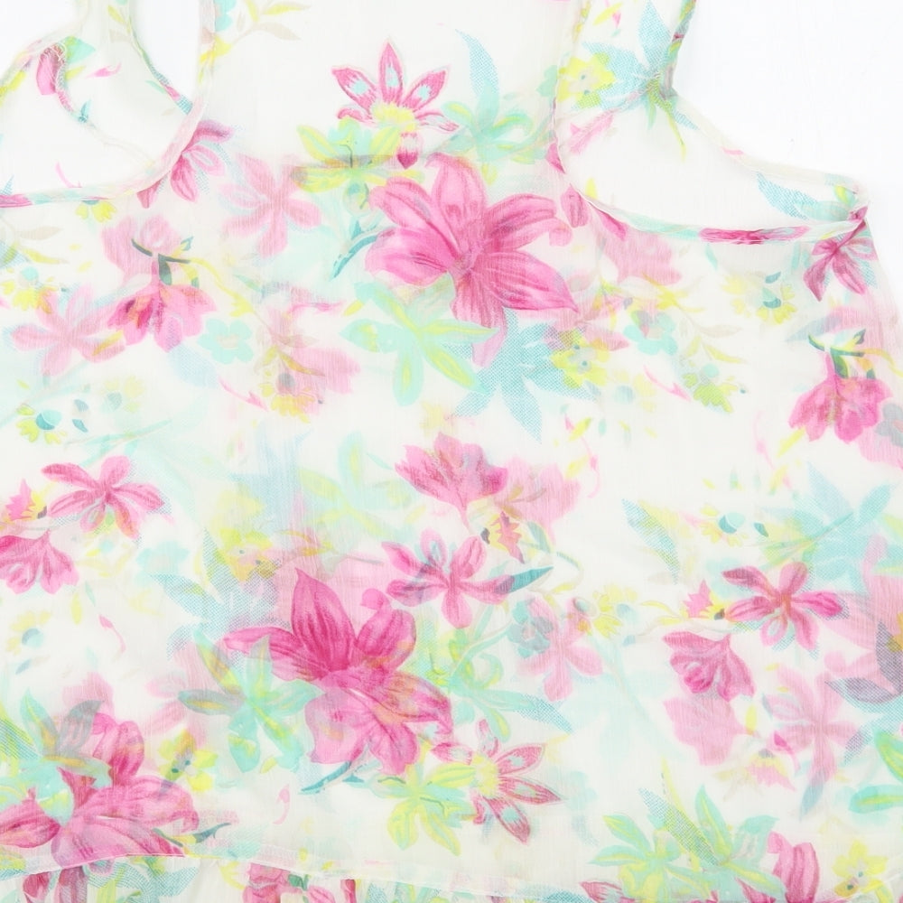 Chemistry Womens Multicoloured Floral Polyester Basic Tank Size L Scoop Neck