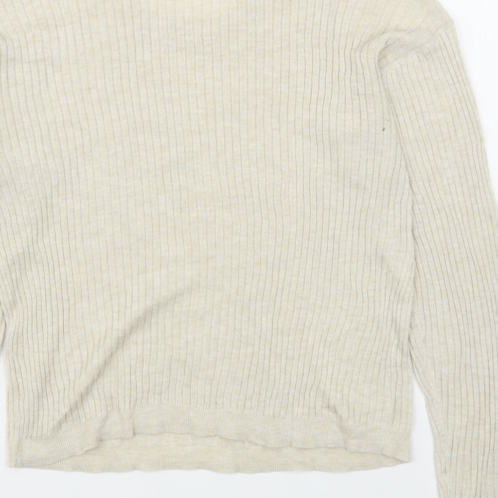 Bershka Womens Beige Round Neck Polyester Pullover Jumper Size S
