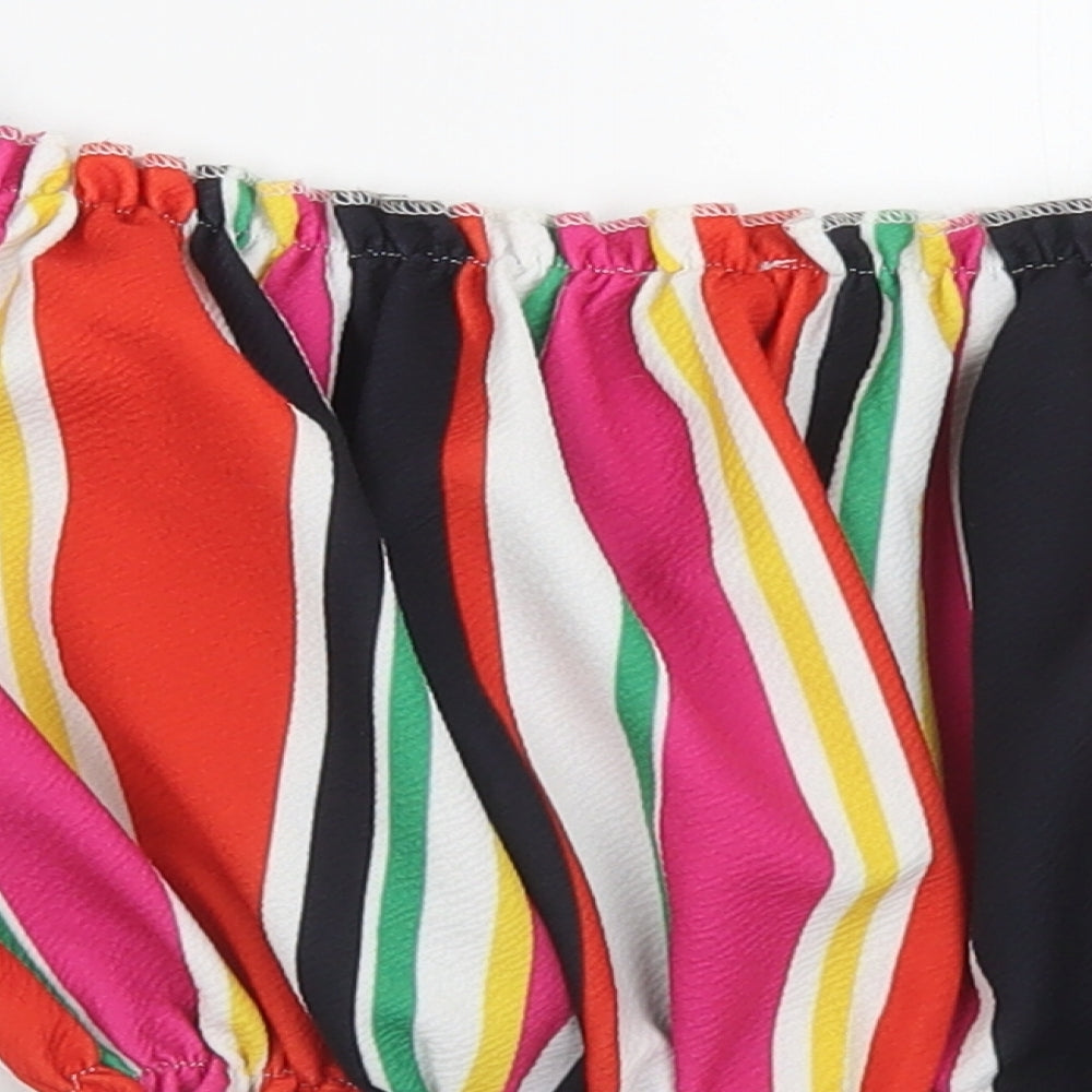 New Look Womens Multicoloured Striped Polyester Cropped Tank Size 8 Off the Shoulder