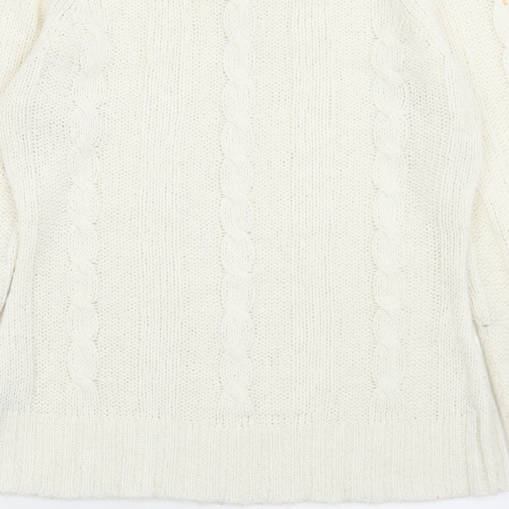 evie Womens White Boat Neck Acrylic Pullover Jumper Size 10