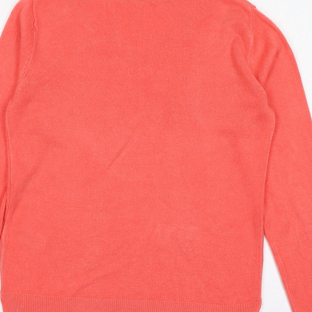 Marks and Spencer Womens Pink V-Neck Acrylic Pullover Jumper Size 8