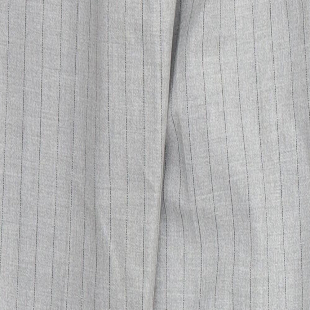 Bershka Womens Grey Striped Polyester Trousers Size XS L25 in Regular