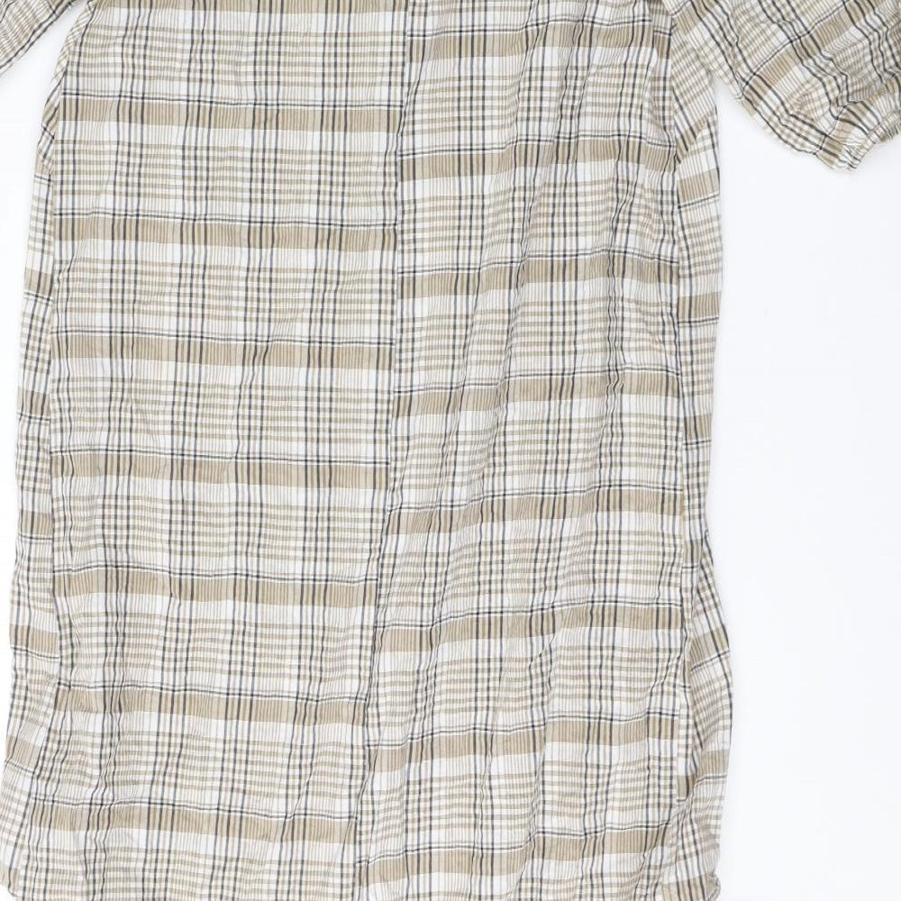 Primark Womens Beige Plaid Cotton Mermaid Size 8 V-Neck Pullover