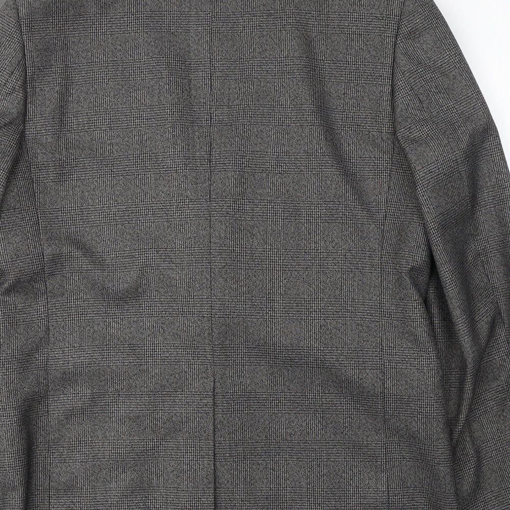 Cedarwood State Mens Grey Plaid Polyester Jacket Suit Jacket Size L