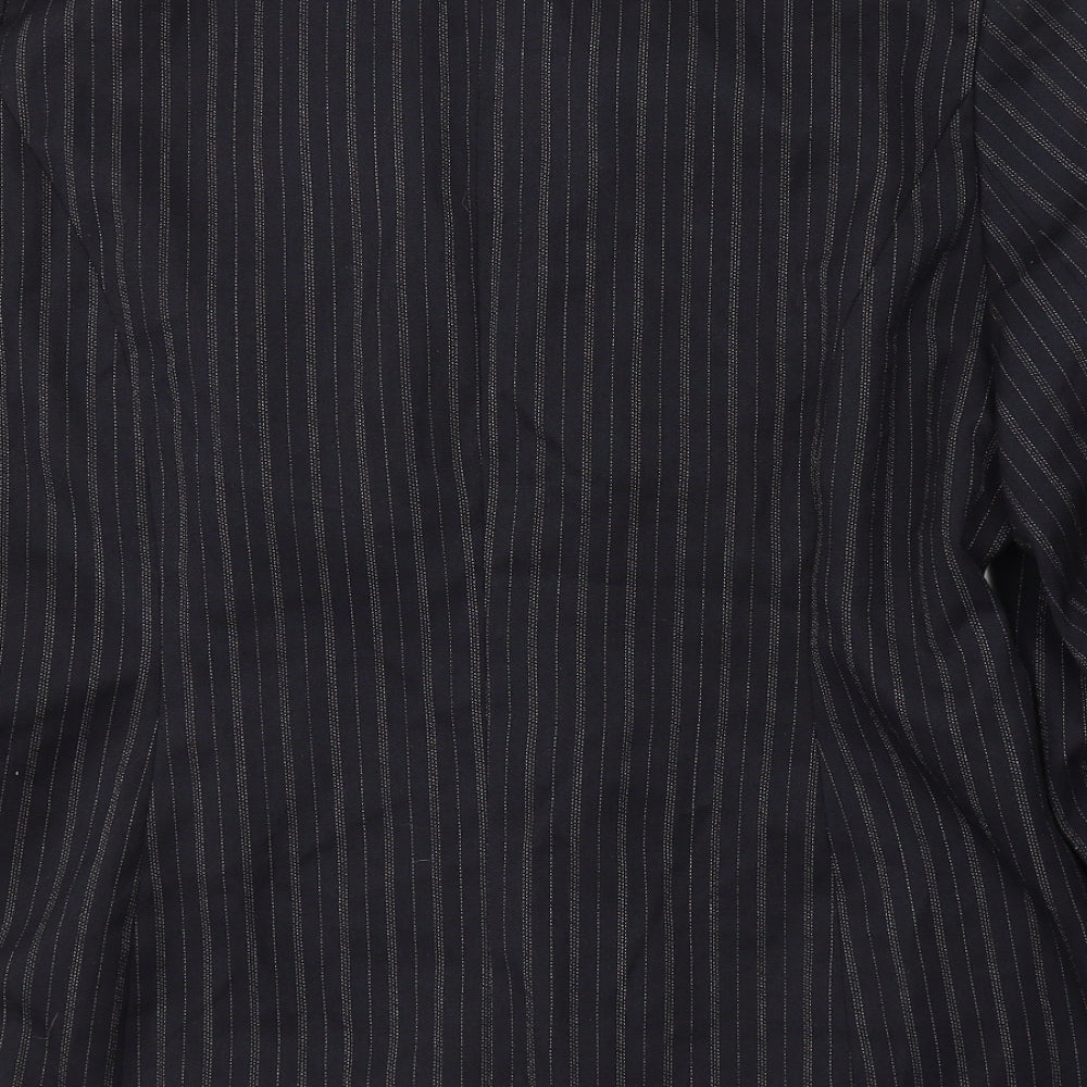 essence Womens Black Striped Polyester Jacket Suit Jacket Size 18