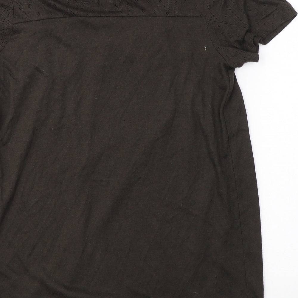 H&M Womens Brown Viscose Jersey T-Shirt Size M Roll Neck