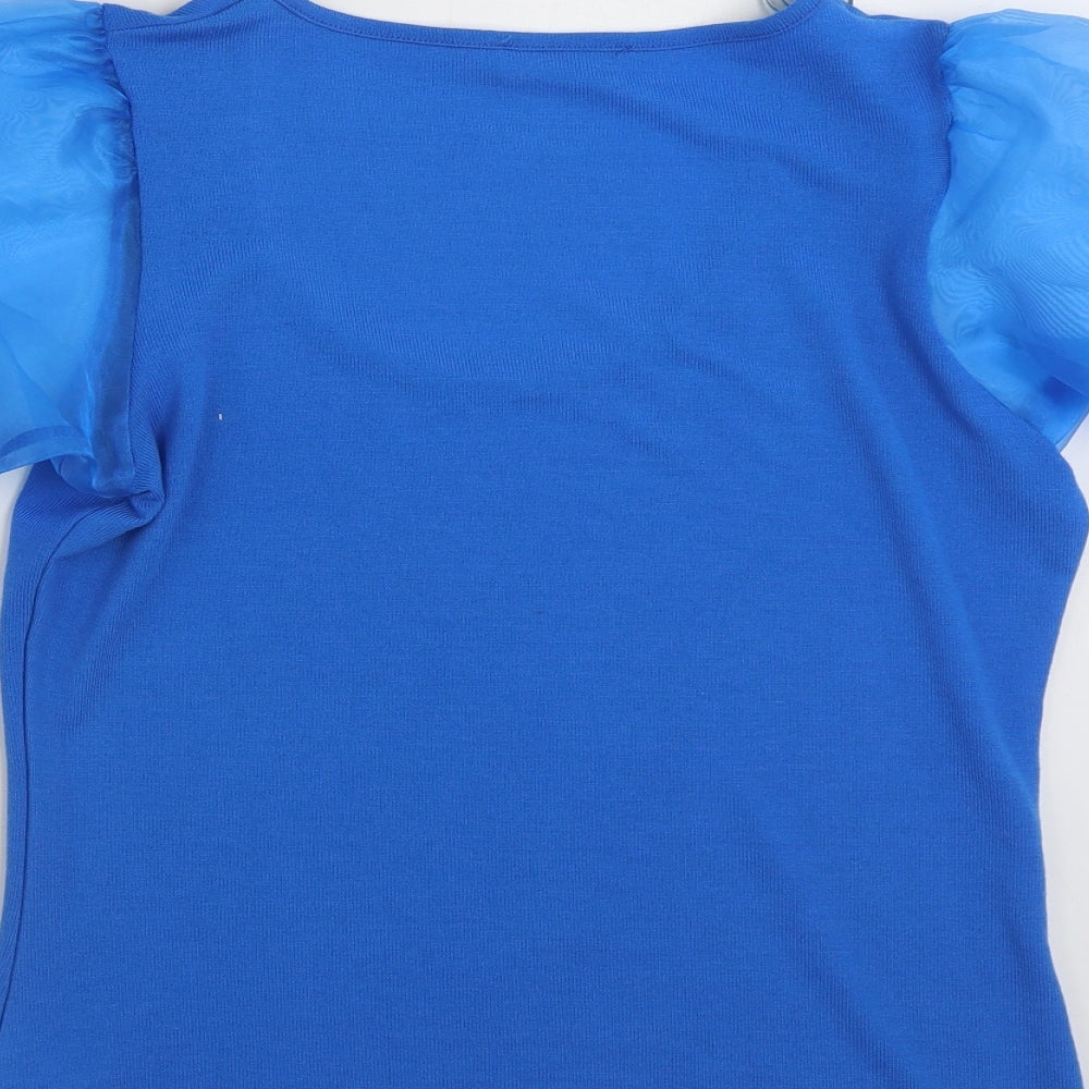 Gallery Womens Blue Scoop Neck Polyester Pullover Jumper Size 8 - Size 8/10