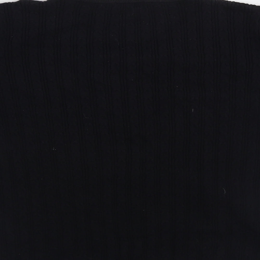 Country Casuals Womens Black V-Neck Cotton Pullover Jumper Size L