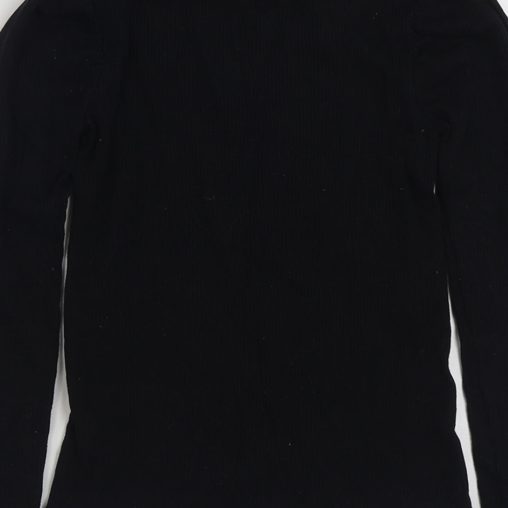 F&F Girls Black High Neck Cotton Pullover Jumper Size 13-14 Years Pullover