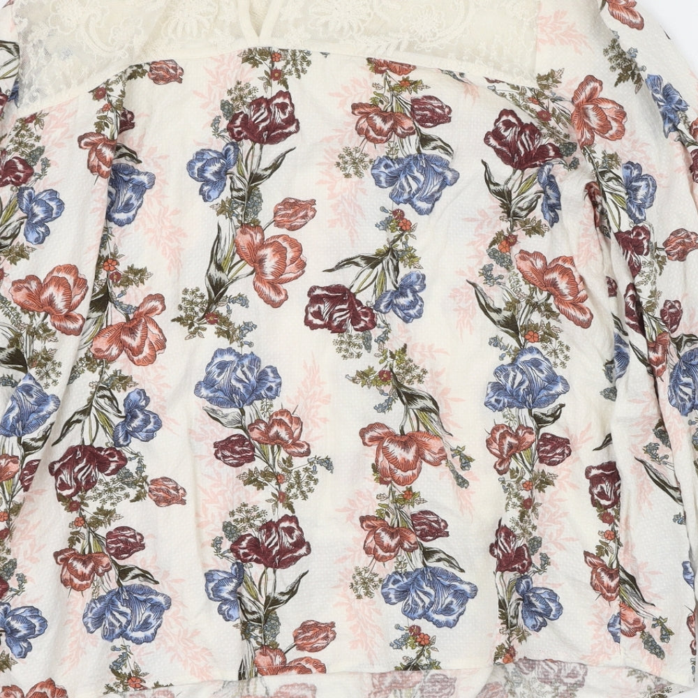 Marks & Spencer Womens Multicoloured Floral Viscose Basic Blouse Size 10 High Neck